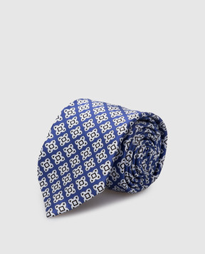 Stefano Ricci Children's blue silk set of patterned tie and shawl YDH27025