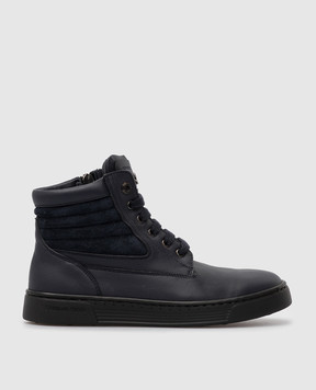 Stefano Ricci Children's dark blue leather boots YRU02G8114WYSD