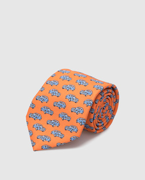 Stefano Ricci Children's orange silk set of patterned tie and shawl YDHNG400