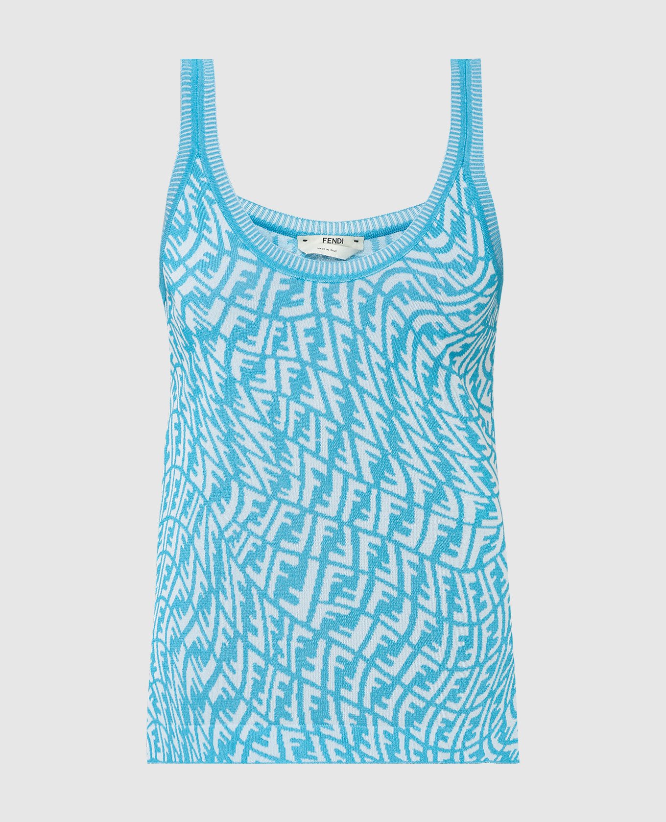 

Blue FF Vertigo pattern top with slits Fendi, Light blue