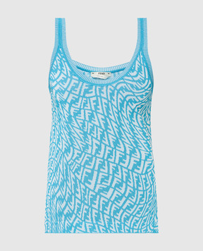 Fendi Blue FF Vertigo pattern top with slits FZX677AGF4
