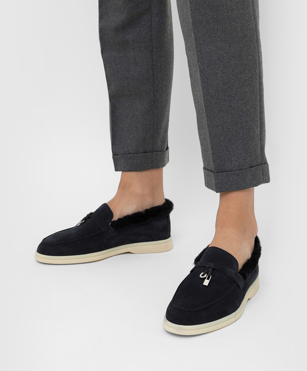 Loro Piana - Summer Charms Walk navy suede fur slippers FAL9227 - shop with  Czech Republic delivery at Symbol