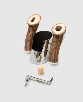 Lorenzi MIlano Bottle holder with ram horn handles 601213