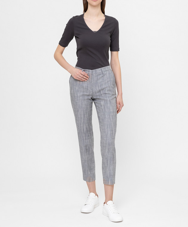 Fabiana Filippi - Gray silk and linen trousers PA90819 - shop with