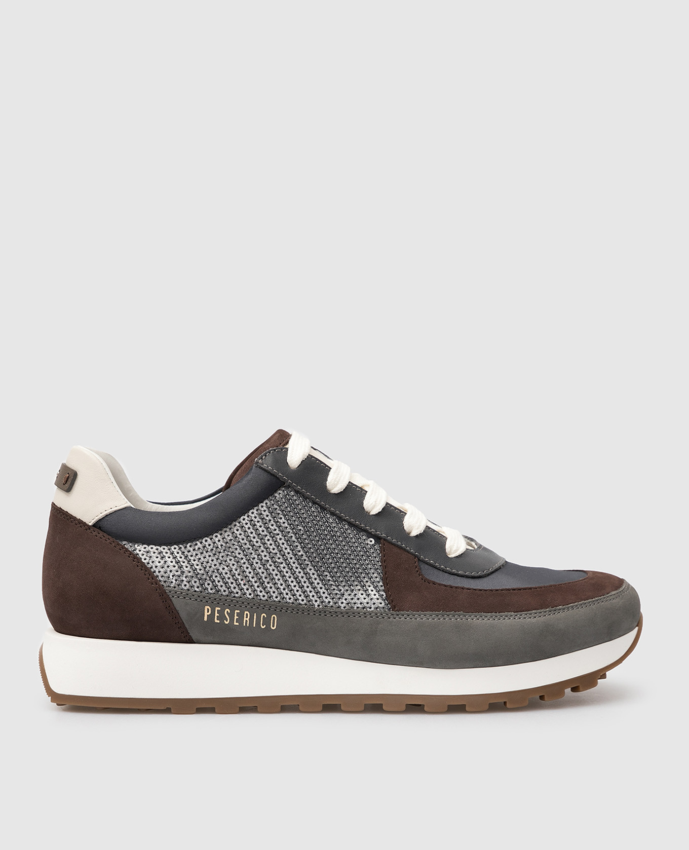 

Sneakers with sequins and contrast inserts Peserico, Серый