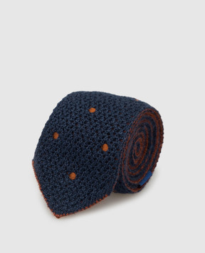 Stefano Ricci Patterned blue cashmere and silk tie for children YCRMTSR1001