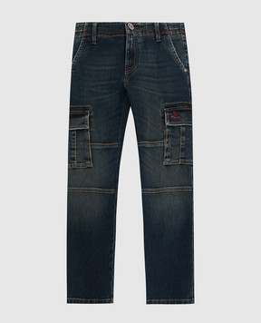 Stefano Ricci Jeans cargo da bambino effetto lavato YST64021001613