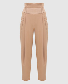 Peserico Beige high waist trousers P047833465A