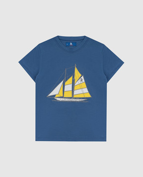 Stefano Ricci Children's blue t-shirt with embroidery YNH8200130803