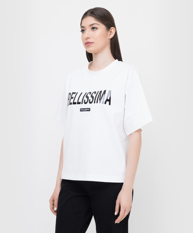 DOLCE & GABBANA レディース BELLISSIMA Tシャツ Dolce&Gabbana - White T-shirt with Bellissima print
