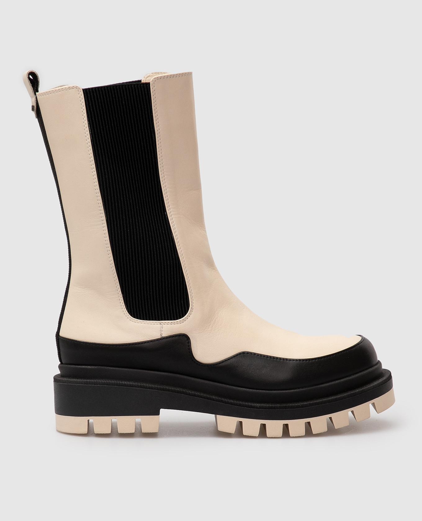 Light beige leather chelsea with contrast panel babe pay pls