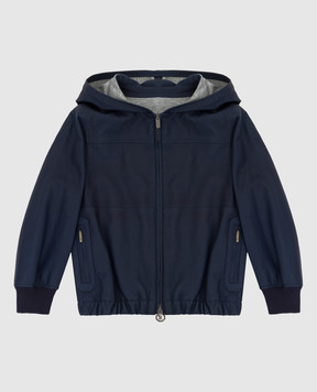 Stefano Ricci Children's dark blue leather jacket Y7J0100040NPGJE