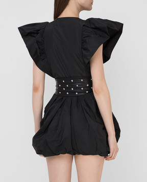 Philosophy di Lorenzo Serafini Black leather sash with crystals A30052194