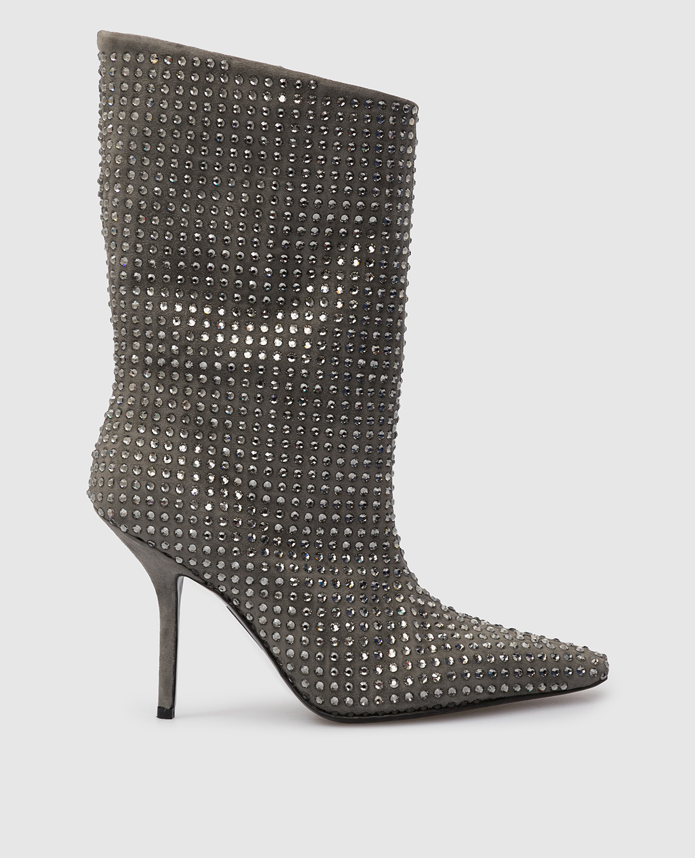 Gray suede boots in swarovski crystals eddy daniele