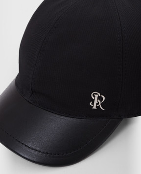 Stefano Ricci Baby cap in silk and leather with monogram YVF5566PMA21NP