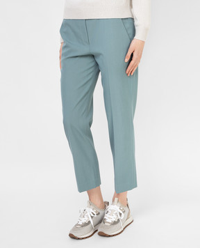 Brunello Cucinelli Turquoise Wool Cropped Pants MP033P7756