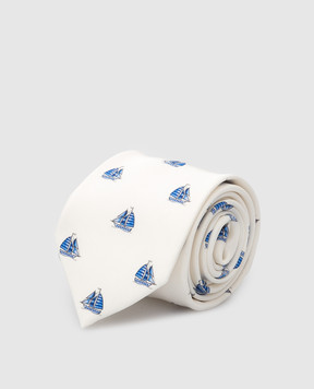 Stefano Ricci Children's white silk set of patterned tie and shawl YDHNG600