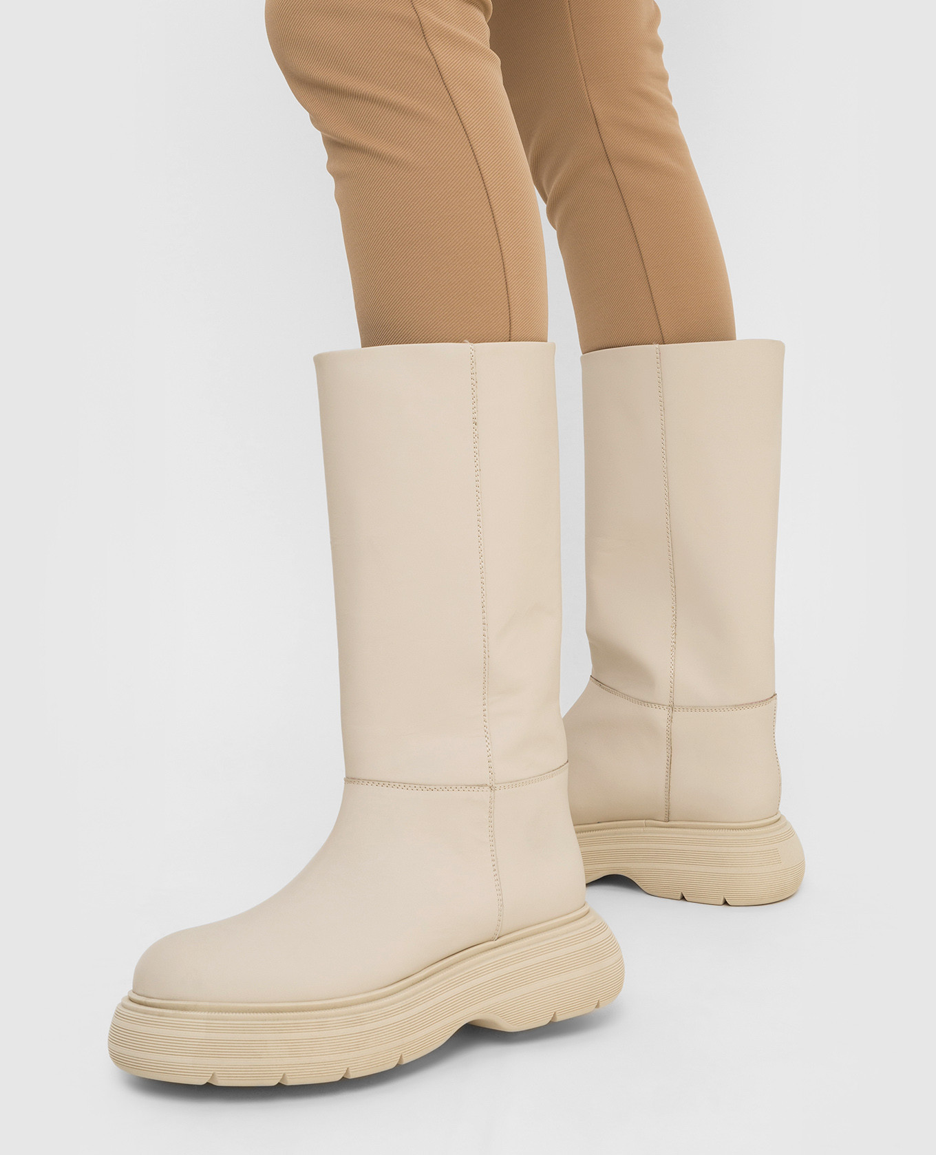 

Marte Bis Tan Leather Boots Gia Borghini, Beige