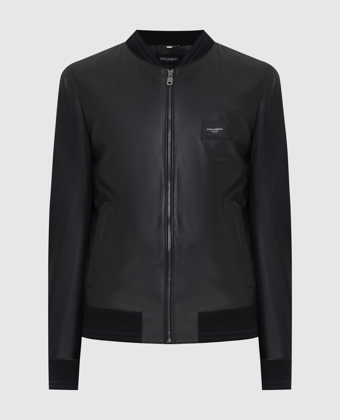 

Black leather bomber jacket Dolce&Gabbana, Черный