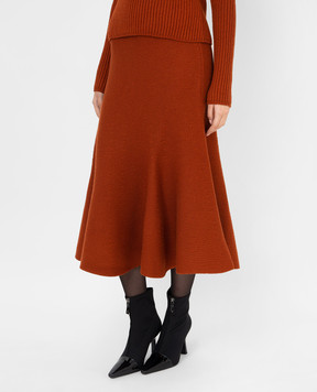 Gabriela Hearst Olive Terracotta Merino Wool Skirt 1219221A043