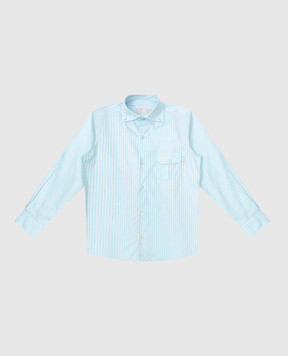 Stefano Ricci Children's turquoise striped shirt YC003561LJ1758