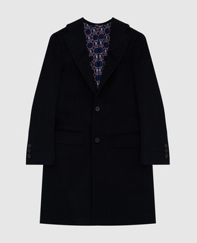 Stefano Ricci Children's dark blue cashmere coat Y1ZF992000HC3998