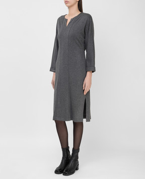 Peserico Gray dress with slits S02823J0K08872
