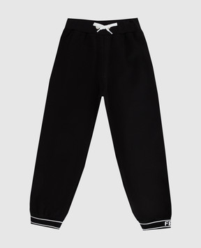Fendi Kids black sweatpants with logo pattern JMF355AG1836