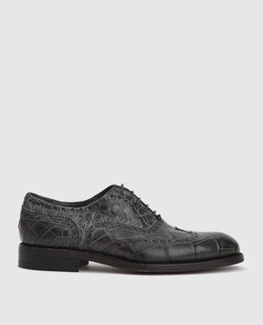 Del Dami Gray alligator oxford shoes 3557