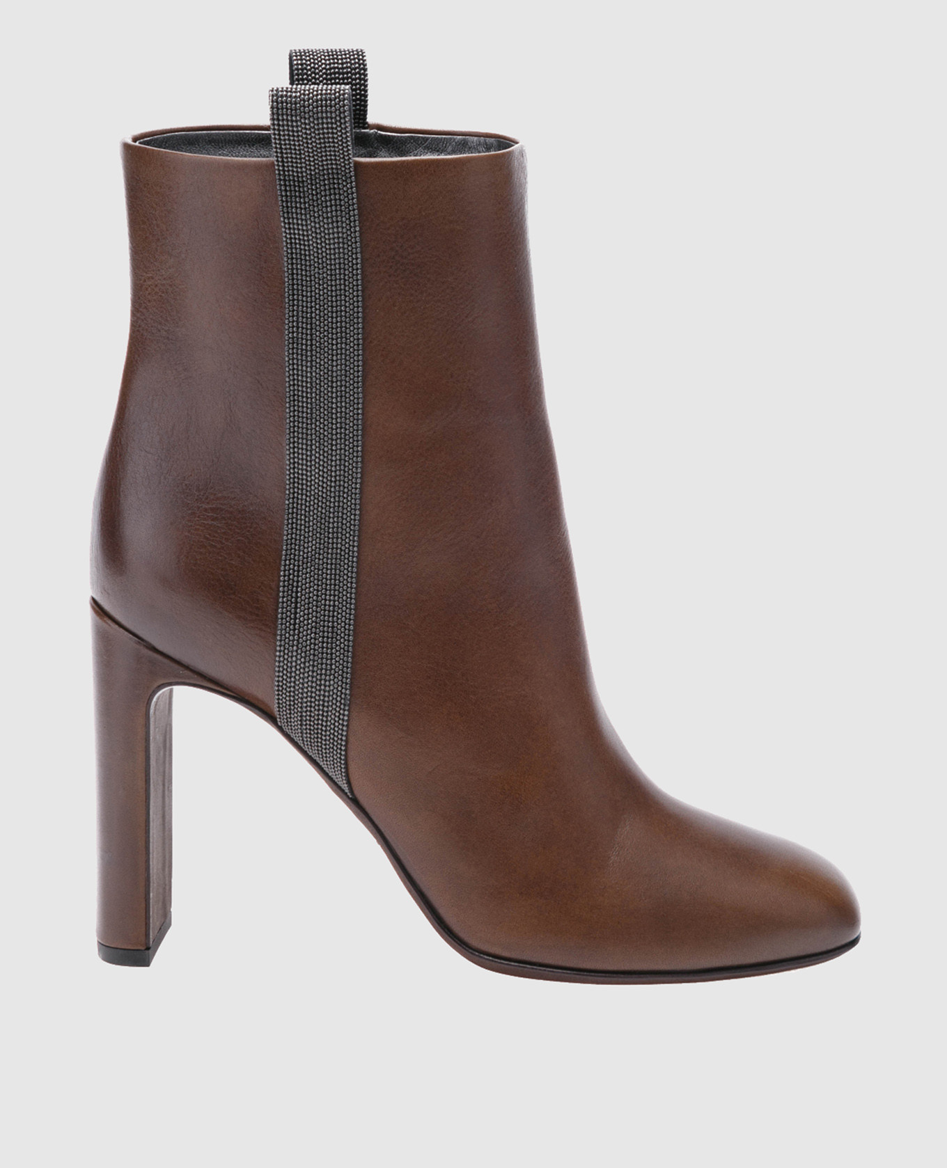 Brown leather ankle boots brunello cucinelli