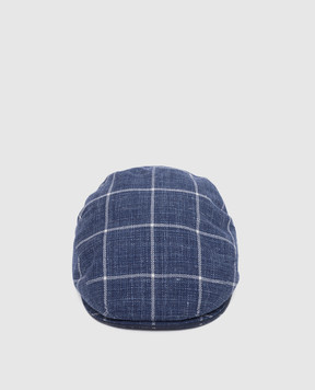 Stefano Ricci Checked wool, silk and linen baby cap YVF2126HC4204