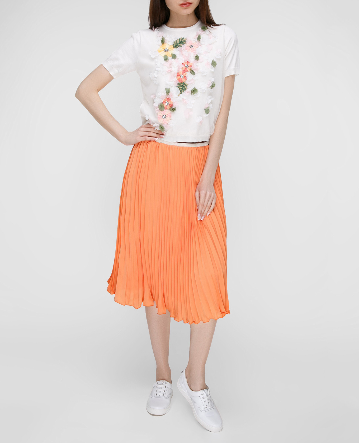 Orange pleated skirt Blugirl 2