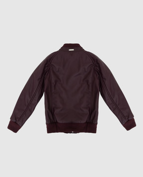 Stefano Ricci Children's leather bomber jacket with logo YAJ7400020NPMIL