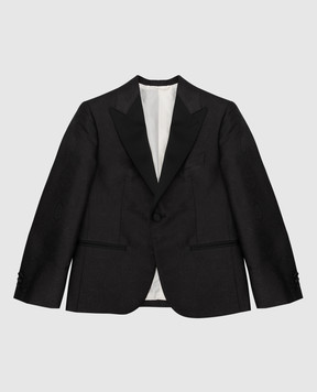 Stefano Ricci Children's black patterned silk jacket Y2RF731000HC5270