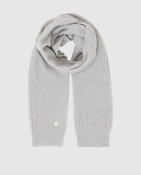 Stefano Ricci Children's light gray cashmere patterned scarf K808002SCIY16482