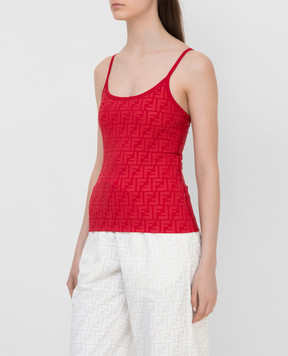 Fendi Red top in logo print FAF163AES4
