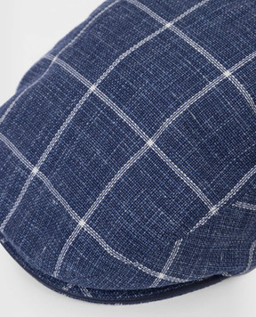 Stefano Ricci Checked wool, silk and linen baby cap YVF2126HC4204