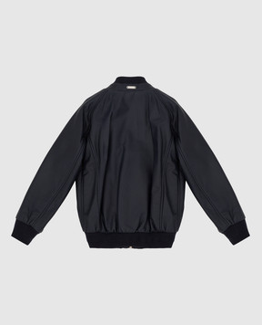 Stefano Ricci Children's navy blue leather bomber jacket YAJ7400020NPMIL