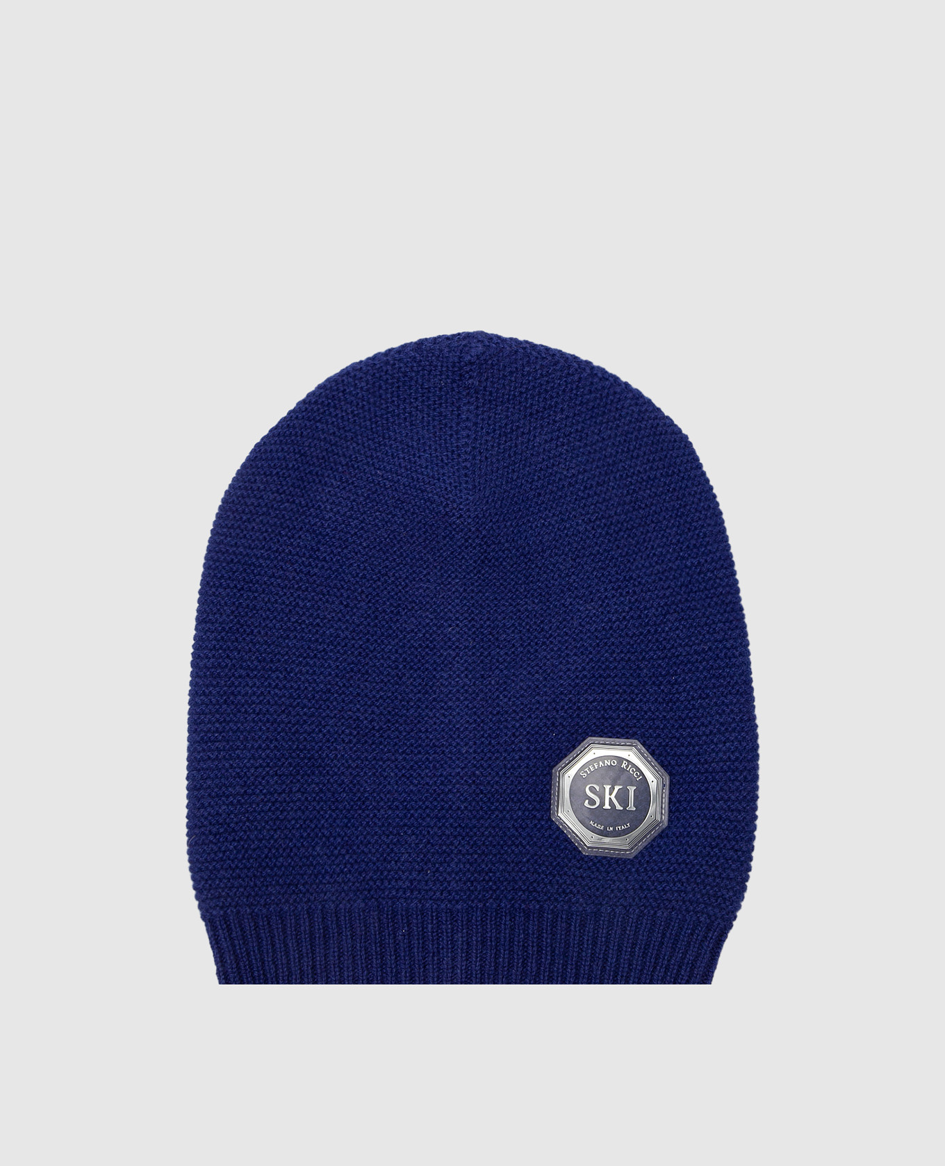 Children's blue cashmere hat with emblem stefano ricci
