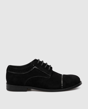 Stefano Ricci Kids Black Suede Derbies YRU14CG825SDVTV