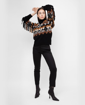 Ermanno Scervino Patterned and fringed wool and cashmere sweater D395M712RKLN