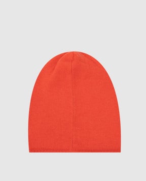 Stefano Ricci Children's orange cashmere hat with emblem YAK6S10CUFF6SA04