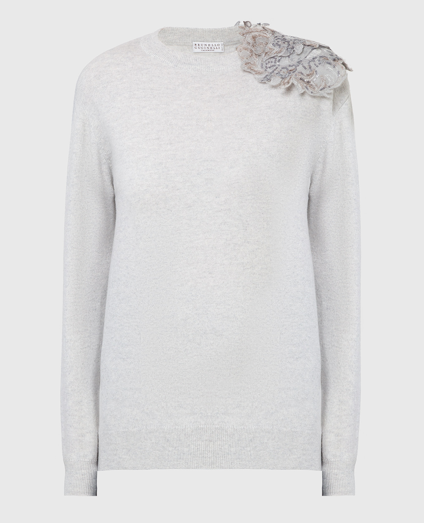 

Light gray cashmere jumper with appliqué Brunello Cucinelli, Grey