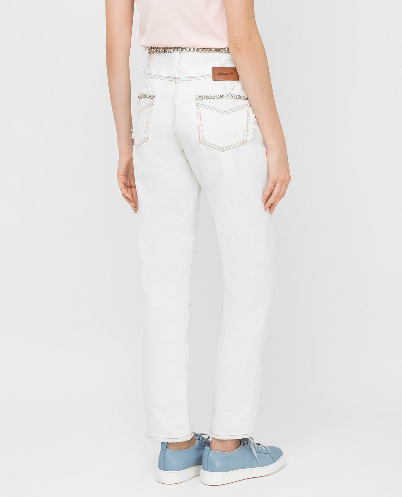 White jeans with crystals Roberto Cavalli 4