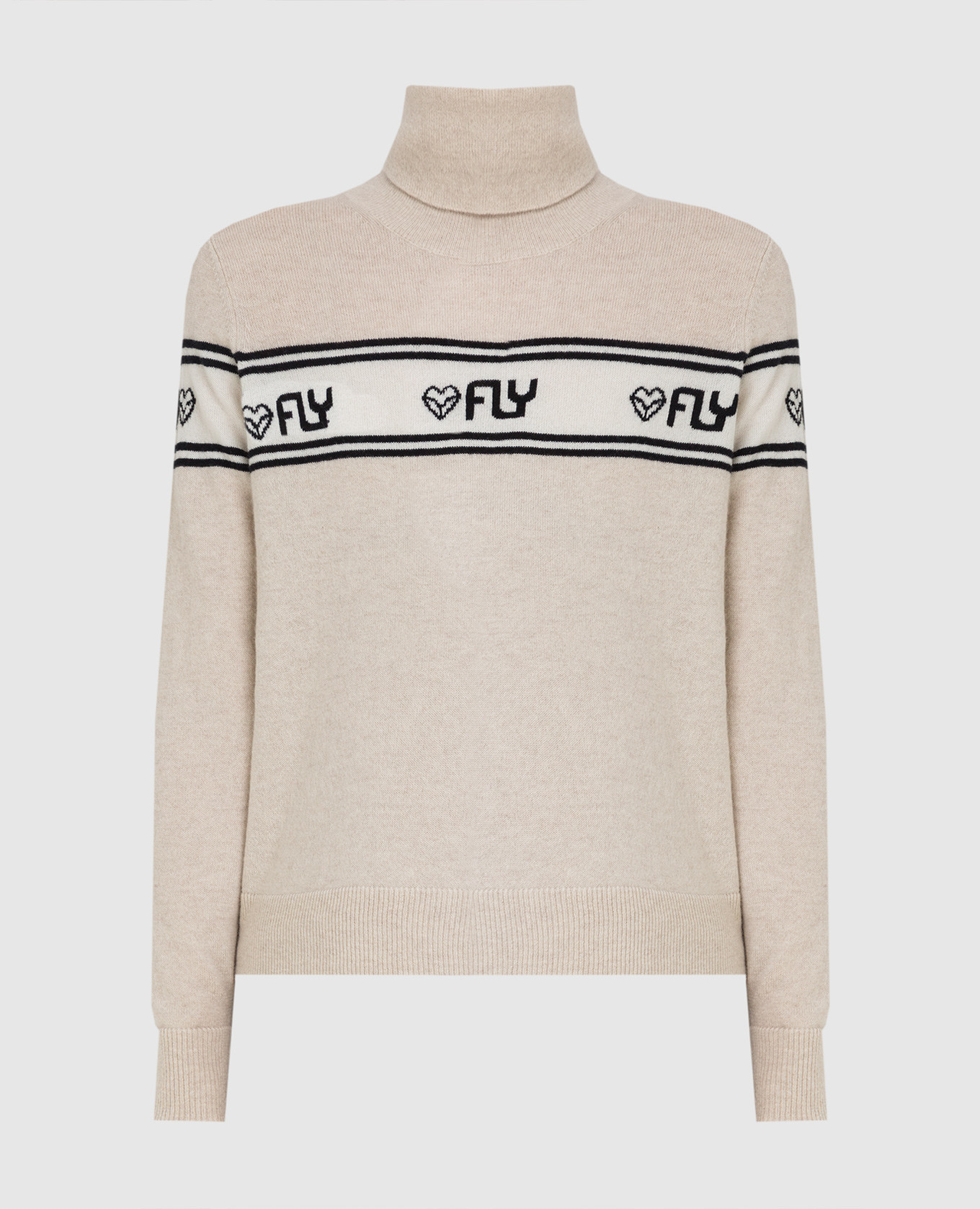 

Light beige cashmere golf with logo pattern Be Florence, Бежевый