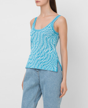 Fendi Blue FF Vertigo pattern top with slits FZX677AGF4