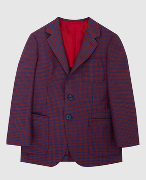 Stefano Ricci Patterned wool and silk children's purple blazer Y1RSGD2303HC3625