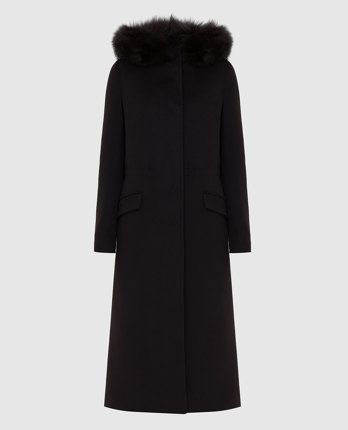 

Black coat with fox fur Heresis