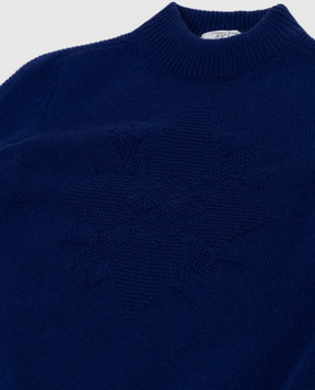 Stefano Ricci Children's blue cashmere sweater with a pattern KYS8300L10SY6480