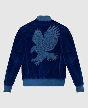 Stefano Ricci Children's blue velor jacket with emblem YDJ7400020CT800